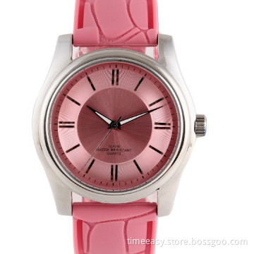 Fashion Stainless Steel Case Quartz Watches with Silicone Band for Women (TE-2747)